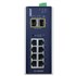 Planet IGS-10020MT: L2+/L4 industriální switch s managementem, 8* 1000T + 2* 1G/2.5G SFP, (-40 do 75 C, duální vstupy na 12~48VDC, Modbus TCP, prvky kybernetické bezpečnosti, IPv4/IPv6 Static Routing)