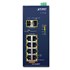 Planet IGS-1020PTF: L2 industriální PoE+ switch bez managementu, 8* 10/100/1000T 802.3at PoE+, 2* 100/1000X SFP, -40~75 C, PoE až do 250 m, duální 48V~56V DC