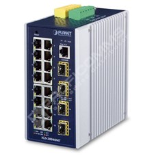 Planet IGS-20040MT: L2+  industriální switch s managementem, 16* 10/100/1000TP + 4* 100/1000X SFP, (-40 do 75 C,  duální vstupy na 9~48VDC)