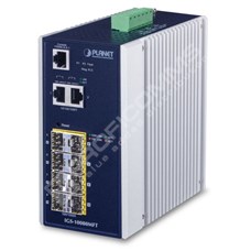 Planet IGS-10080MFT: L2+ industriální switch s managementem, 6* 100/1000X SFP + 2* 1G/2.5G SFP + 2*10/100/1000T, IPv4/6 statické směrování, Modbus TCP