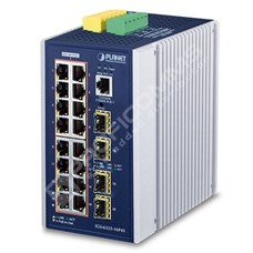 Planet IGS-6325-16P4S: L3 industriální PoE+ switch s managementem, 16* 10/100/1000T 802.3at PoE + 4* 1G/2.5G SFP, -40 to 75 C, duální vstupy 48 až 56V DC, Modbus TCP, prvky síťové bezpečnosti, OSPFv2