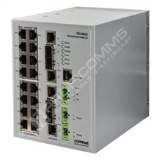 ComNet RLGE20FX4TX16MS/HV: Průmyslový 20 port Gigabit Ethernet L2 switch do rozvoden s managementem
