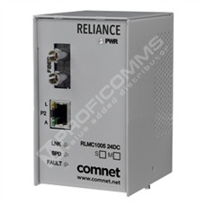 ComNet RLMC1005S2/24DC: Průmyslový Media konvertor s certifikací IEC61850-3 a IEEE1613 Class 2 pro provoz v rozvodnách, 10/100Mbps, SM, 2-vlákna, ST, redundantní 24VDC