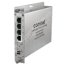 ComNet CLLFE4POEC: Průmyslový 4 kanálový Fast Ethernet PoE media konvertor 10/100M RJ45 na koax