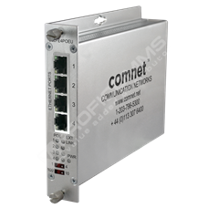 ComNet CLRFE4POEU: Průmyslový 4 kanálový Fast Ethernet PoE media konvertor 10/100M RJ45 na RJ45