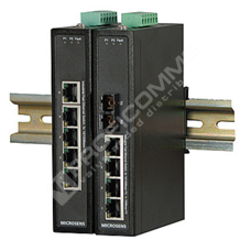 Microsens MS657102PX: 5 port Průmyslový Fast Ethernet PoE switch, 4x 10/100Base-TX, 1x 100Base-FX Multimode 1310nm SC, 4x PoE+ (30W) Injector, 48..56VDC