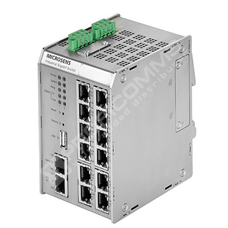 Microsens MS652119PM: Průmyslový Gigabit Ethernet switch, 8x 10/100/1000M PoE+ (PSE), 1x 10/100/1000M PoE+ (PD), 4x GE Combo RJ45/SFP, hlavní jednotka, možnost rozšíření