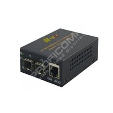 N-net NT-G2100SFPv2: Gigabit Ethernet media konvertor 10/100/1000M RJ45 na 2x GE SFP slot, funkce obnova linky do 10ms, integrovaný zdroj
