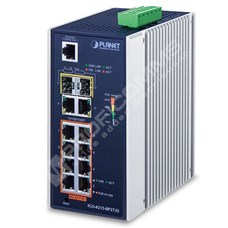 Planet IGS-4215-8P2T2S: L2+/L4 industriální PoE+ switch s managementem, 8* 10/100/1000T + 2* 10/100/1000T + 2* 100/1000X SFP, -40 - 75 C, duální vstupy 48~56V DC, SNMPv3, 802.1Q VLAN, IGMP Snooping, SSL, SSH, ACL