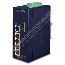 Planet IGS-504HPT: L2 industriální PoE+ switch bez managementu, 4* 10/100/1000T  + 1* 10/100/1000T, -40 až 75 C, duální 12V~56V DC