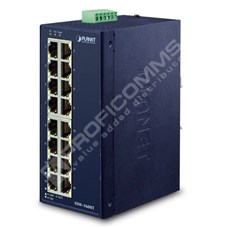 Planet ISW-1600T: L2 industriální switch bez managementu, 16* 10/100TX, -40 až 75 C,  duální vstupy na 12-48VDC / 24VAC