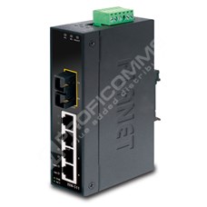 Planet ISW-511: Průmyslový Fast Ethernet switch, 4x 10/100Base-TX, 1x 100Base-FX(SC-MM,1310nm,2km), 12-48V DC/24V AC, -10~60°C