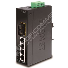 Planet ISW-511S15: Průmyslový Fast Ethernet switch, 4x 10/100Base-TX, 1x 100Base-FX(SC-SM,1310nm,15km), 12-48V DC/24V AC, -10~60°C