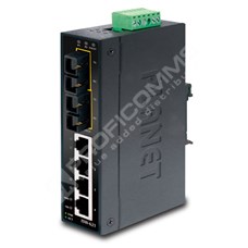 Planet ISW-621: Průmyslový Fast Ethernet switch, 4x 10/100Base-TX, 2x 100Base-FX(SC-MM,1300nm,2km), 12-48V DC/24V AC, -10~60°C