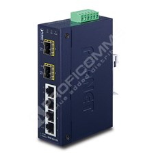 Planet ISW-621TF: L2 industriální switch bez managementu, 4*10/100TX + 2* 100Base-FX SFP Fiber (-40 - 75 C)