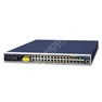 Planet IGS-6325-24P4X: L3 industriální PoE+ switch s managementem, 24* 10/100/1000T, 802.3at PoE + 4* 10G SFP+, Modbus TCP, prvky síťové bezpečnosti , OSPFv2, bez větráku