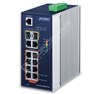 Planet IGS-4215-8P2T2S: L2+/L4 industriální PoE+ switch s managementem, 8* 10/100/1000T + 2* 10/100/1000T + 2* 100/1000X SFP, -40 - 75 C, duální vstupy 48~56V DC, SNMPv3, 802.1Q VLAN, IGMP Snooping, SSL, SSH, ACL